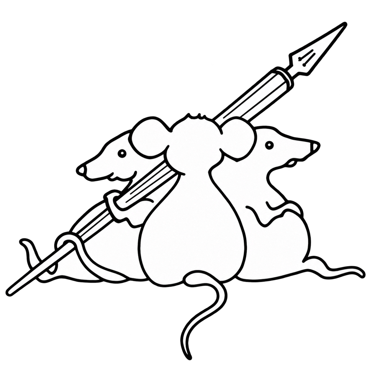 Three mice with a quill